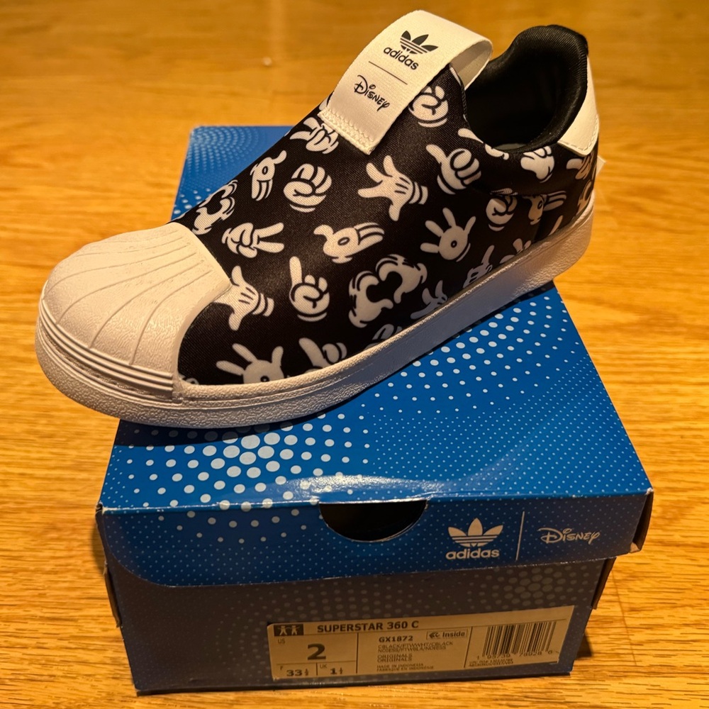 Adidas Kids Superstar 360 Disney Sneakers - Black and White